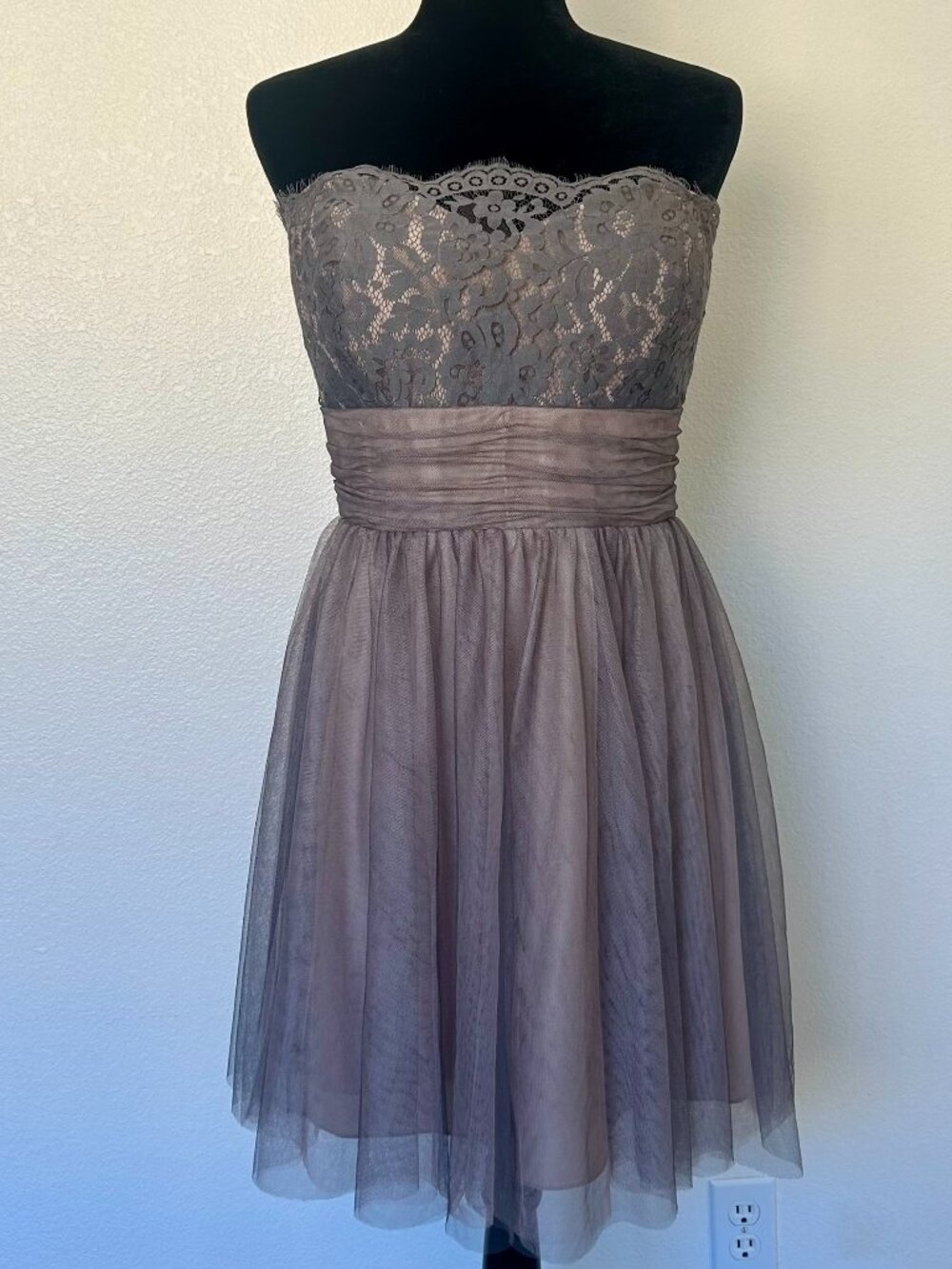Christina Wu Celebrations Strapless Lace Tulle Dress Short Bridesmaid Size 14